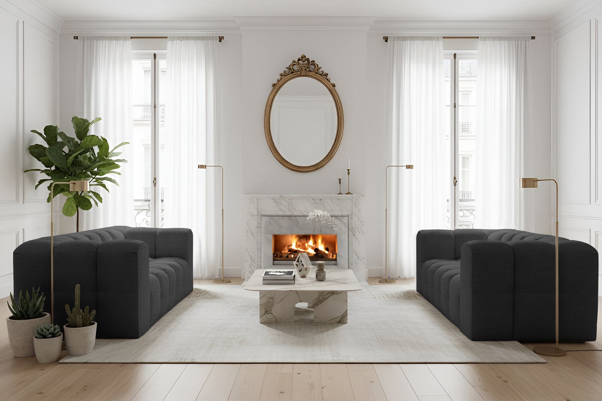 Baloo 2-Sitzer Set Sofas Anthrazit